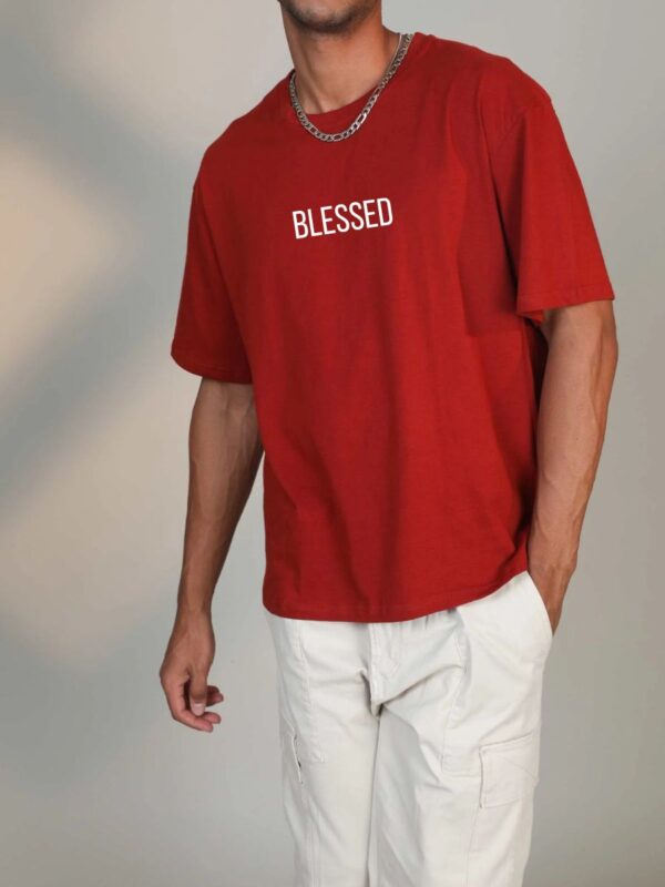 BLESSED Men Red Oversized T-Shirt