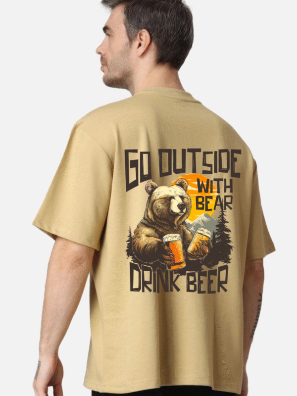 BEER Men Beige Oversized T-shirt