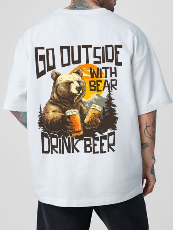 BEER Men White Oversized T-shirt