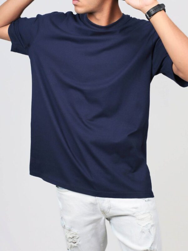 NAVY BLUE Solid Men Premium Oversized