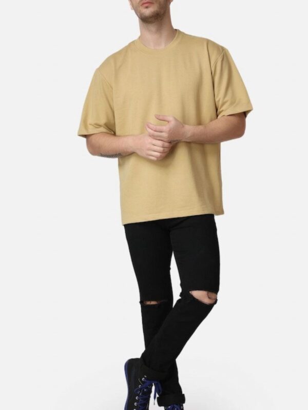 BEIGE Solid Men Premium Oversized