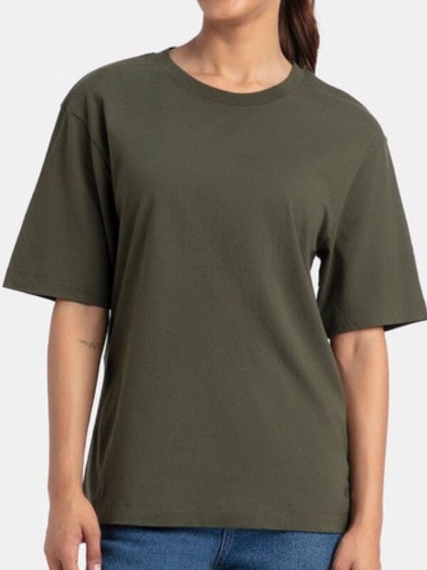 ARMY GREEN Solid Women Premium Oversized