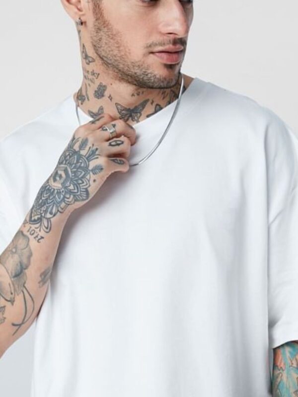 WHITE Solid Men Premium Oversized