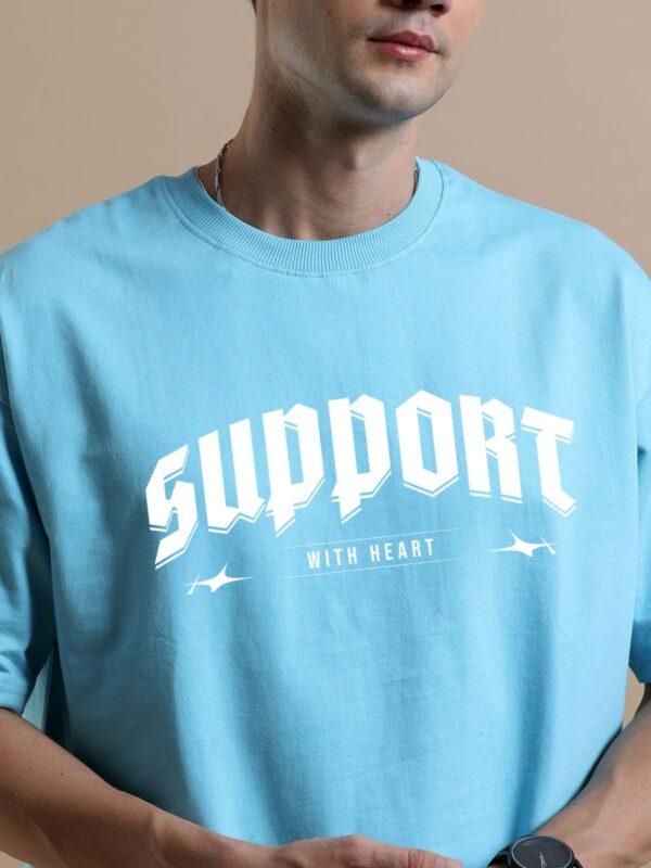 SUPPORT Men Powder Blue Oversized T-shirt