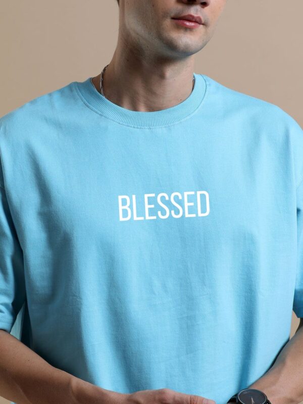 BLESSED Men Powder Blue Oversized T-Shirt