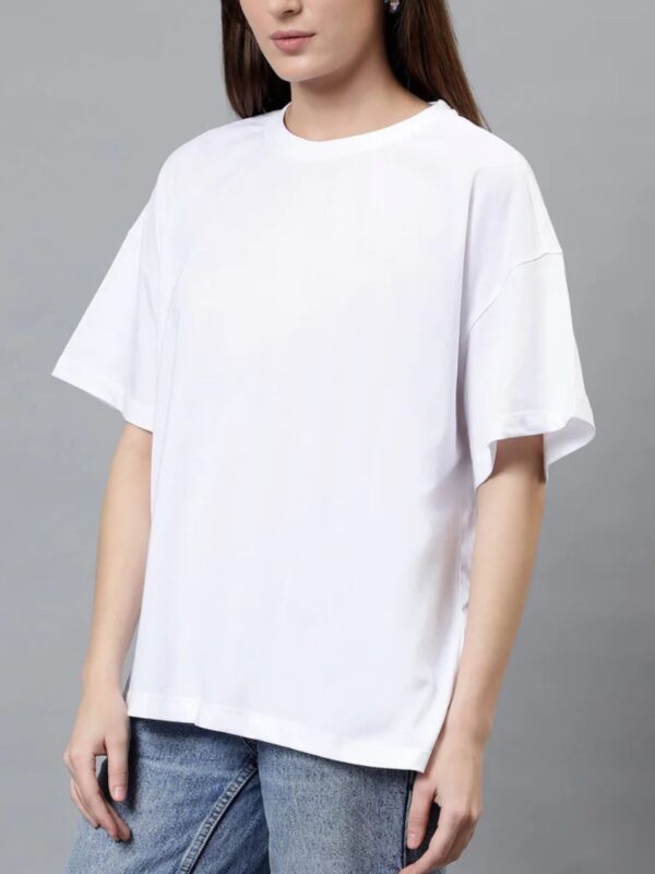 WHITE Solid Women Premium Oversized