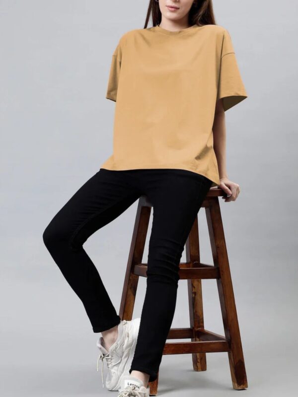 BEIGE Solid Women Premium Oversized