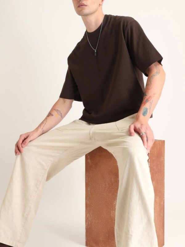 BROWN Solid Men Premium Oversized