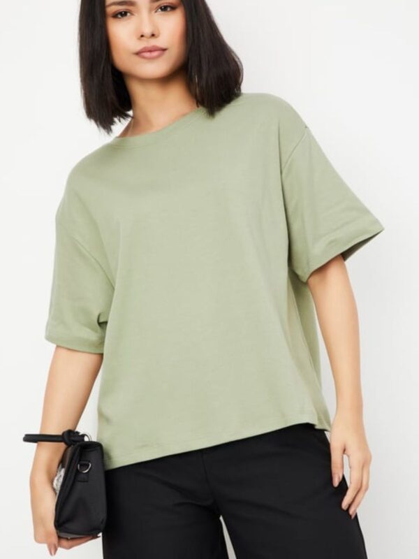 SAGE GREEN Solid Women Premium Oversized