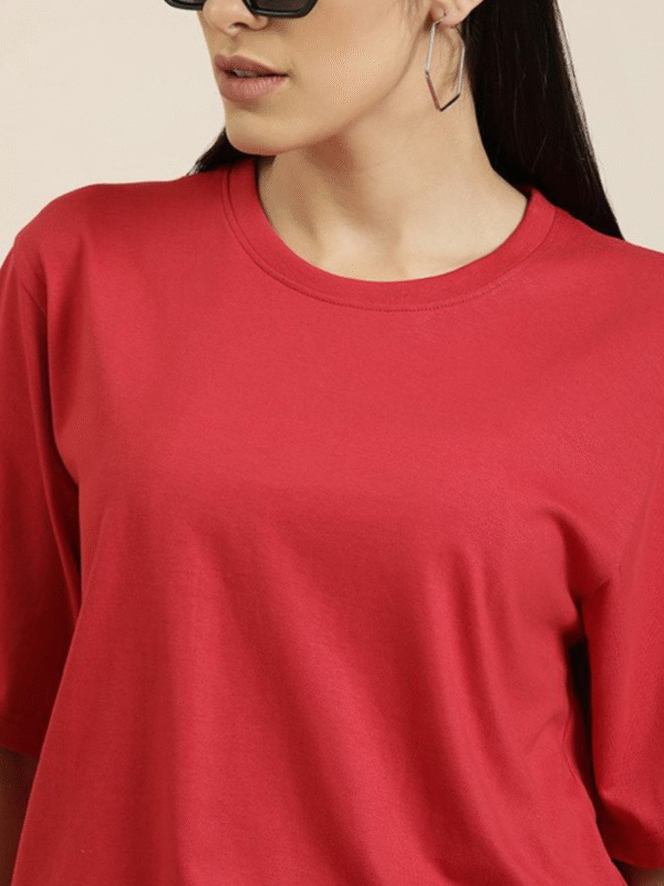 RED Solid Women Premium Oversized