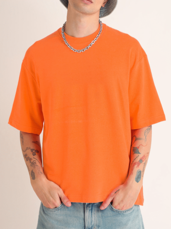 ORANGE Solid Men Premium Oversized