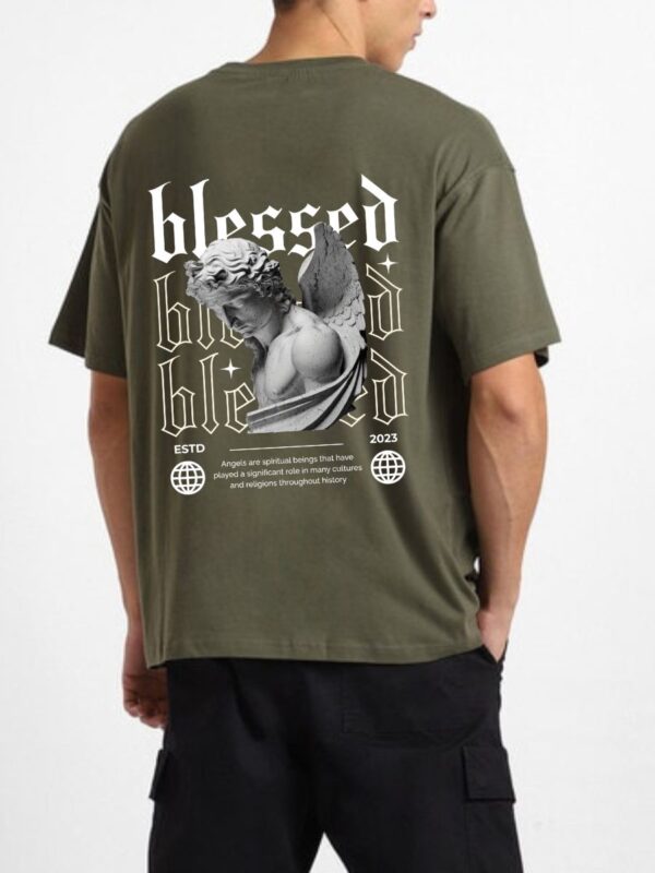 BLESSED Men Army Green Oversized T-Shirt