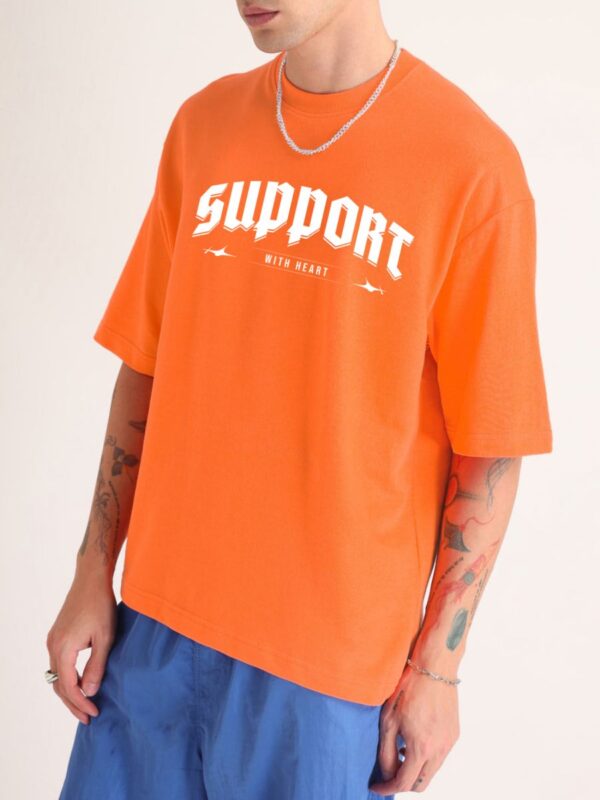 SUPPORT Men Orrange Oversized T-shirt