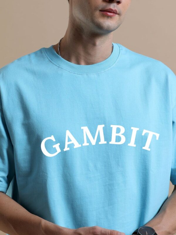 GAMBIT Men Powder Blue Oversized T-shirt