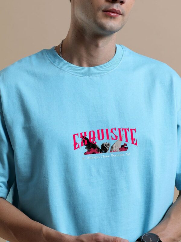 EXQUISITE Men Powder Blue Oversized T-shirt