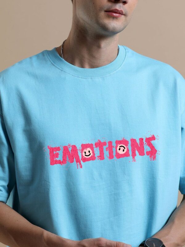EMOTIONS Men Powder Blue Oversized T-shirt