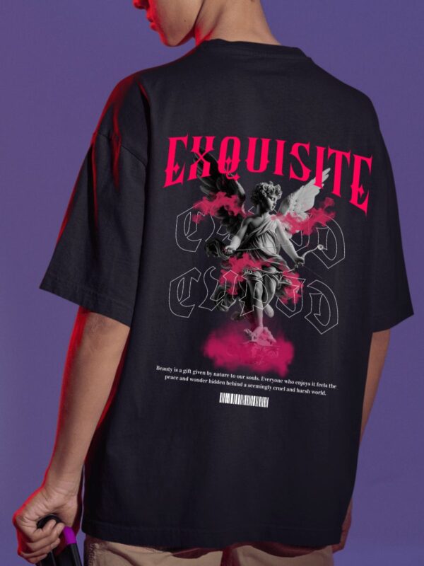 EXQUISITE Men Black Oversized T-shirt
