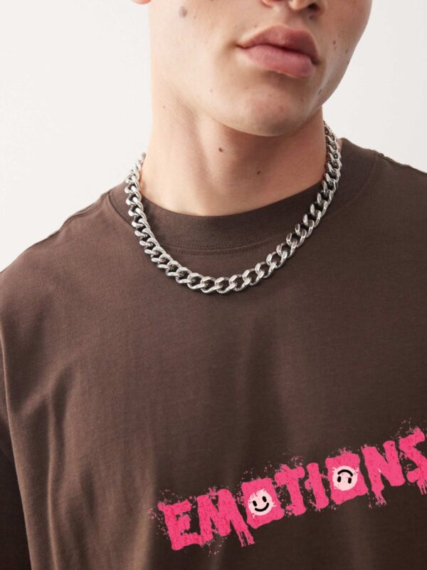 EMOTIONS Men Brown Oversized T-shirt