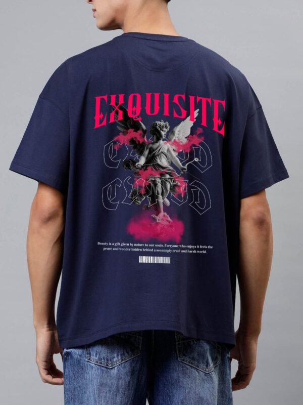 EXQUISITE Men Navy Blue Oversized T-shirt