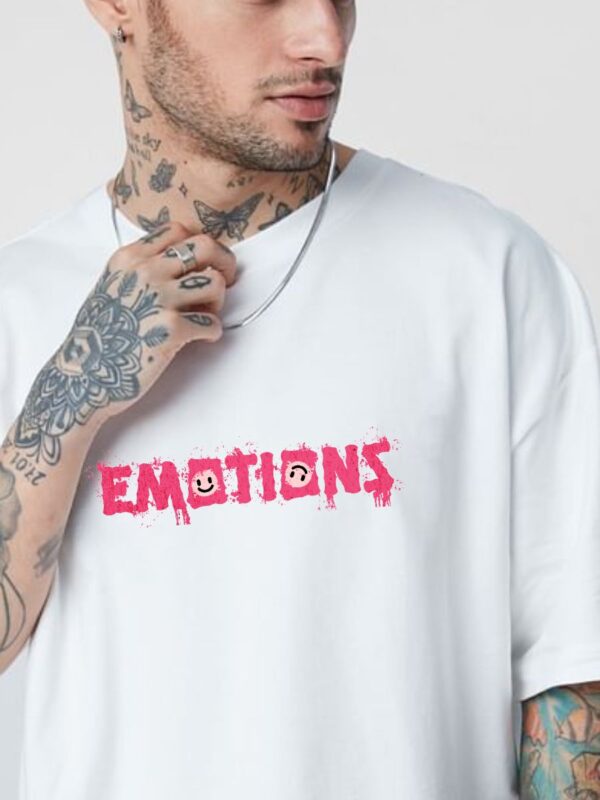 EMOTIONS Men White Oversized T-shirt