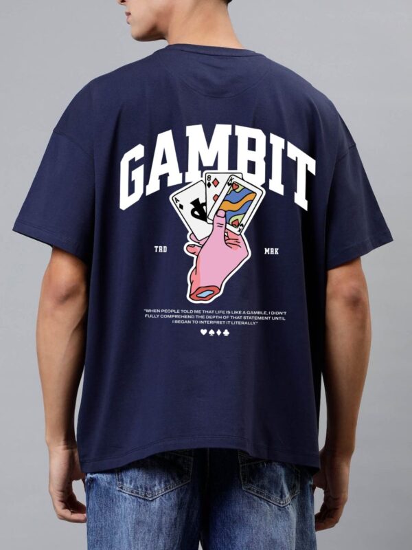 GAMBIT Men Navy Blue Oversized T-shirt