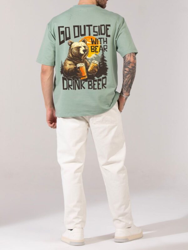 BEER Men Sage Green Oversized T-shirt
