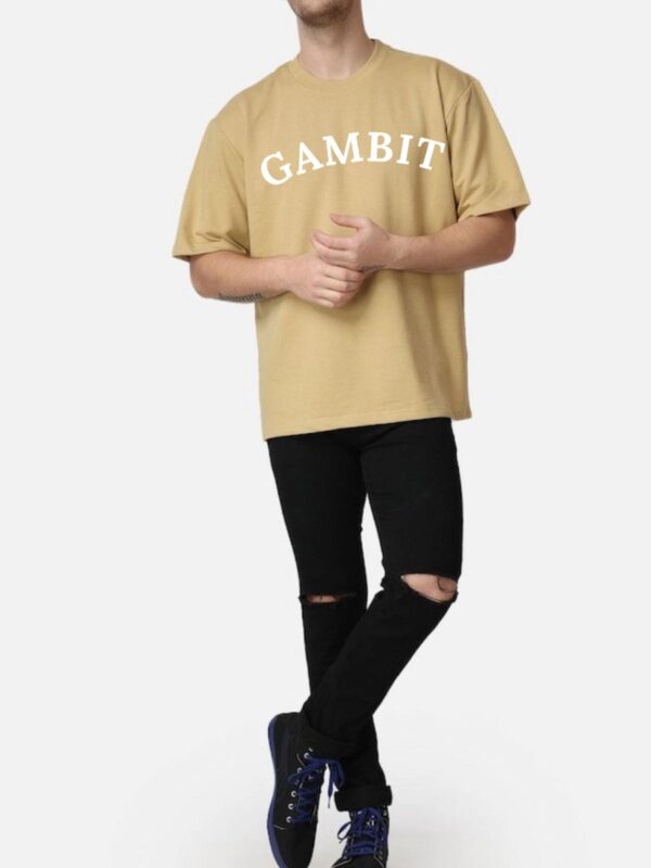 GAMBIT Men Beige Oversized T-shirt
