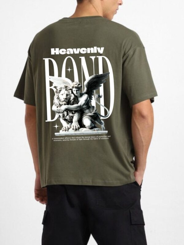 BOND Men Army Green Oversized T-shirt